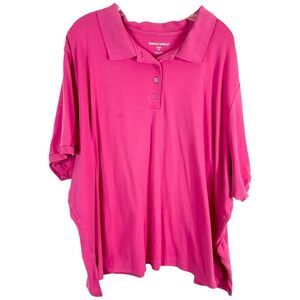 Woman Within Plus Size 4X 34W 36W Top Polo Shirt Pink Short‎ Sleeve Collar 1435